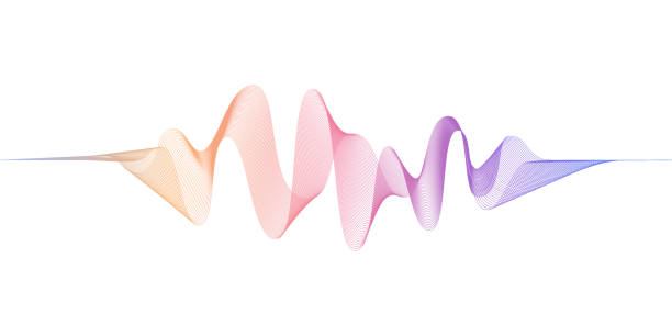 istock Abstract flowing wavy lines with pink and blue gradient color. Digital frequency track and voice equalizer. Modern Vector background 1330664979