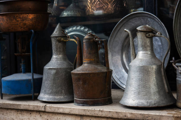 istock handmade antique copper jugs, ewers, 1330669106