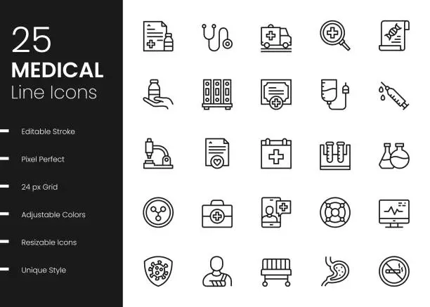Vector illustration of Medical Line Icons