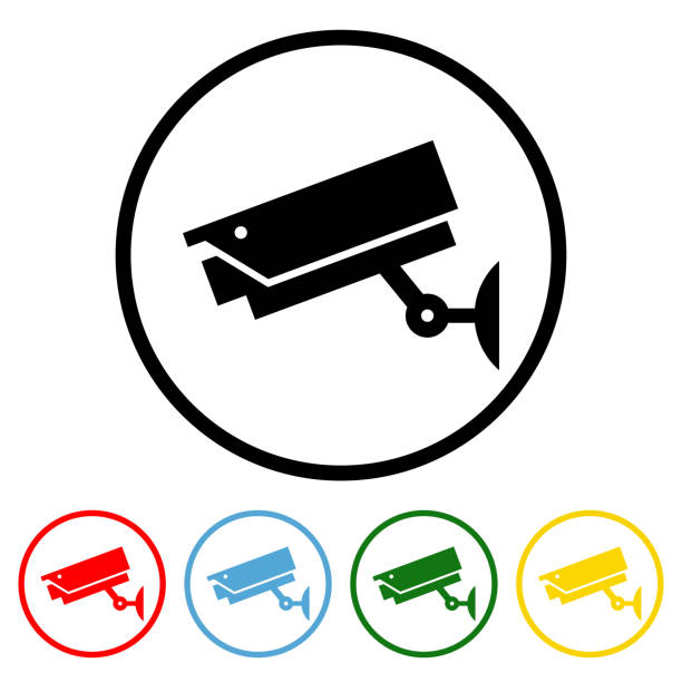 CCTV Icon with Color Variations CCTV icon vector illustration design element with four color variations. Vector illustration. All in a single layer. Elements for design. surveillance camera sign stock illustrations