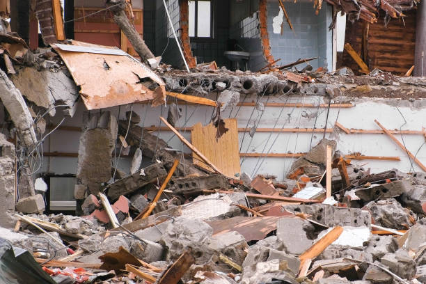 istock Destroyed the apartment building after the disaster. 1330672349