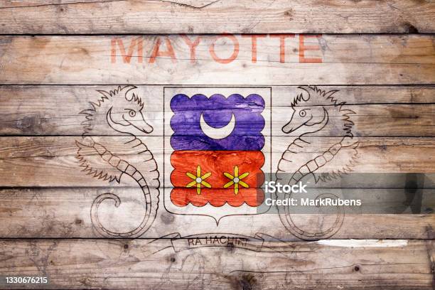 Flag Of Mayotte On Wooden Boards Stock Photo - Download Image Now - Mayotte, Backgrounds, Color Image