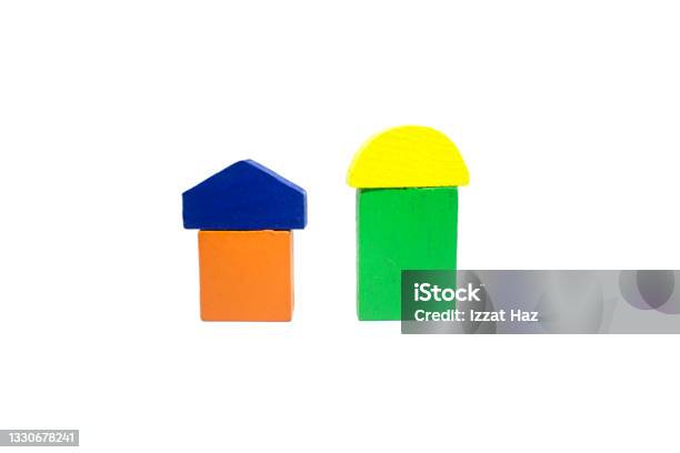 The Wooden Blocks Of Childrens Toys Are Arranged According To The Order Of The Shape Of Something Stock Photo - Download Image Now