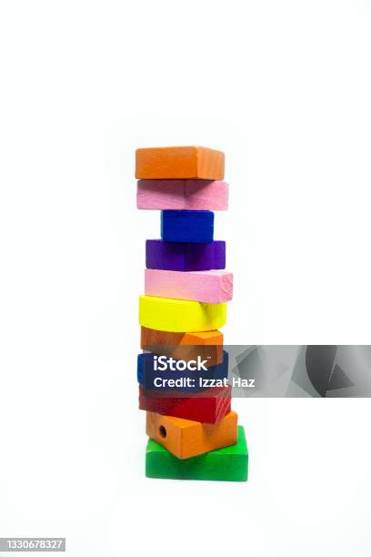 The Wooden Blocks Of Childrens Toys Are Arranged According To The Order Of The Shape Of Something Stock Photo - Download Image Now