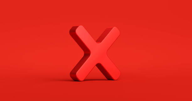 Red cross check mark icon button and no or wrong symbol on reject cancel sign button negative checklist background with decline option box. 3D rendering.