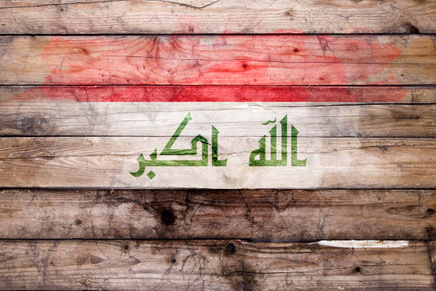 Iraqi flag on wooden boards