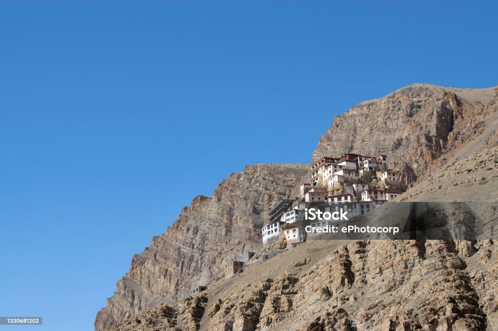 Kye Gompa a Tibetan Buddhist monastery on top of a hill at  4,166 metres above sea level, close to Spiti River, Himachal Pradesh, India India Stock Photo