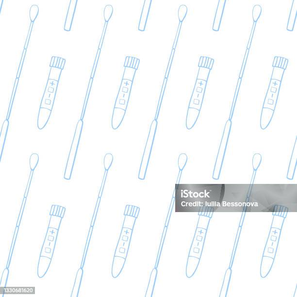 Swab Sample Pattern Seamless Pattern With Test Tubes Beakers And Swabs Isolated On White ...