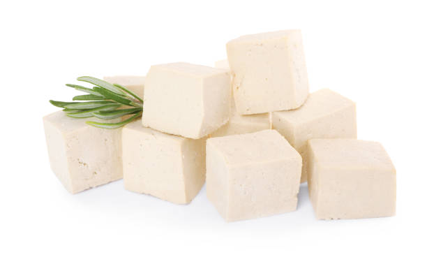 istock Delicious tofu and rosemary on white background 1330686549