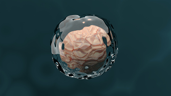 Célula del cuerpo bajo un microscopio. Investigación de células madre. Terapia Celular y Regeneración. Ilustración 3D photo
