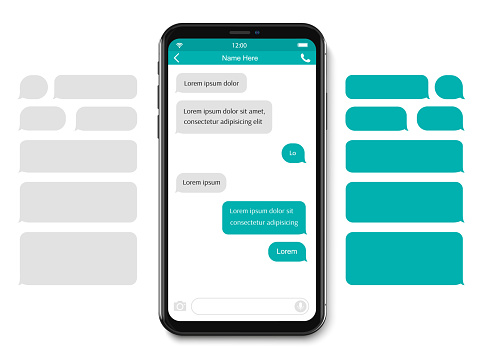 Smart Phone chatting sms template bubbles. Place your own text to the message clouds. Compose dialogues using samples bubbles. Vector illustration