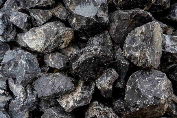 black coal close up - lignito imagens e fotografias de stock