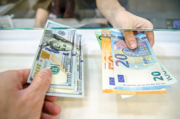 istock Exchange money, Exchange US dollar or American dollars (USD) for EUR. 1330692465