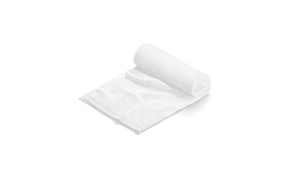 istock Blaank white twisted big towel mockup, side view 1330700543
