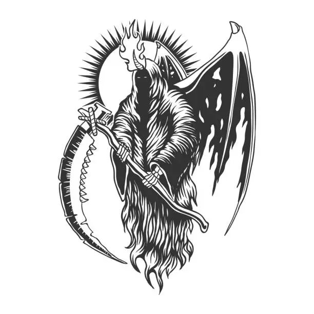 Vector illustration of Reaper devil wing vector illustration