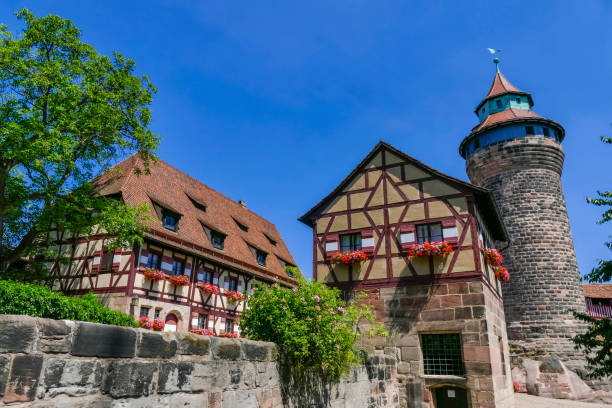 Nuremberg, Middle Franconia, Germany The Kaiserburg Castle, Inner Yard, Deep Well, Sinnwell Tower, Museum, Nuremberg, Bavaria, Franconia, Germany kaiserburg castle stock pictures, royalty-free photos & images