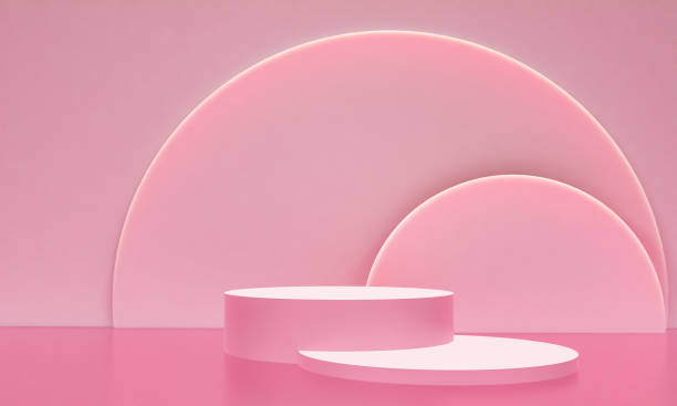 istock Scene with pink color podium for mock up presentation in minimalism style with copy space, 3d render abstract background design 1330705838