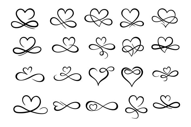 Infinity Love Symbol. Hand Drawn Heart Ornate, decorative flourishes. Infinity Love Symbol. Hand Drawn Heart Ornate, decorative flourishes. infinity heart stock illustrations