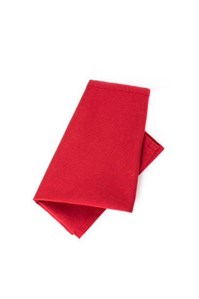 istock Red textile napkin isolated on white background. 1330708534