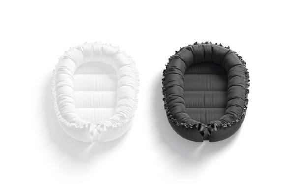 istock Blank black and white babynest lounger mockup, front view 1330710617