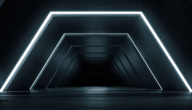 istock Abstract Futuristic dark corridor interior design. Future concept. 3D Rendering 1330713336