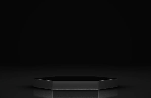 istock Blank product stand and Black background.3d Rendering 1330713881
