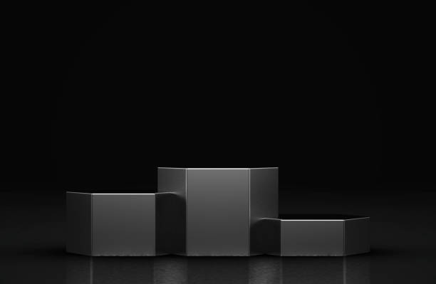 istock Blank product stand and Black background.3d Rendering 1330714004
