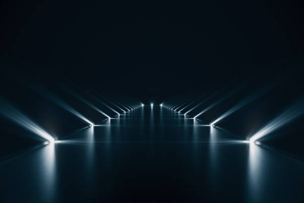 istock Elegant futuristic light and reflection with grid line background, 3d Rendering 1330715000