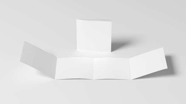 istock Square double gate fold brochure. Four panels, eight pages blank leaflet. Mock up on white background for presentation design. Unfolded and folded. 1330715698