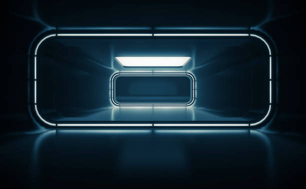 istock Spaceship corridor. Futuristic tunnel with light, interior view. Future background, business, sci-fi or science concept.3d Rendering 1330716612