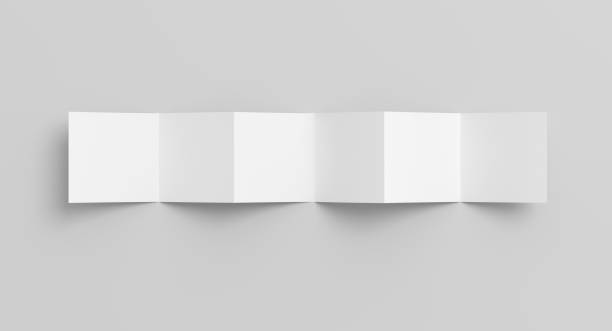 istock Square page zigzag or accordion fold brochure. Six panels, twelve pages blank leaflet. Mock up on white background for presentation design. Unfolded. 1330716867