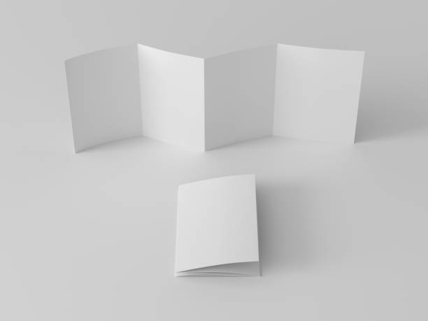 istock Vertical page zigzag or accordion fold brochure. Four panels, eight pages blank leaflet. Mock up on white background for presentation design. Unfolded and folded. 1330717011