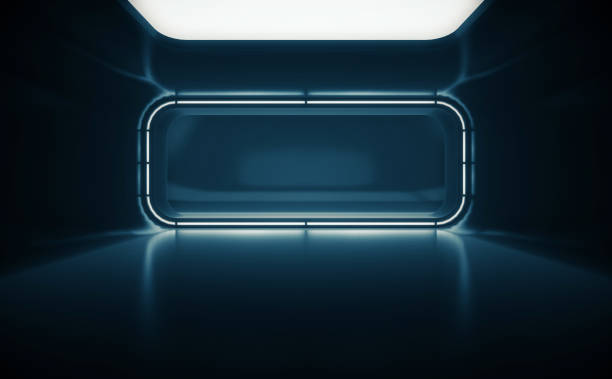 istock Spaceship corridor. Futuristic tunnel with light, interior view. Future background, business, sci-fi or science concept.3d Rendering 1330717197