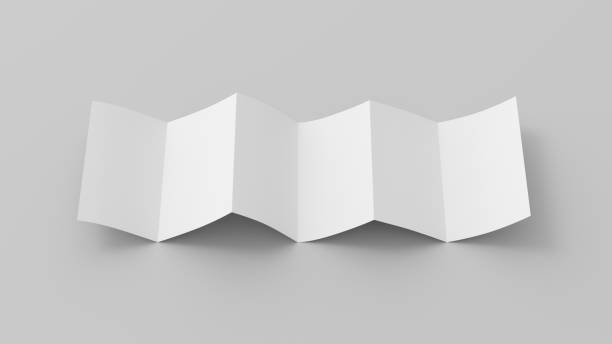 istock Vertical page zigzag or accordion fold brochure. Six panels, twelve pages blank leaflet. Mock up on white background for presentation design. Unfolded. 1330717201