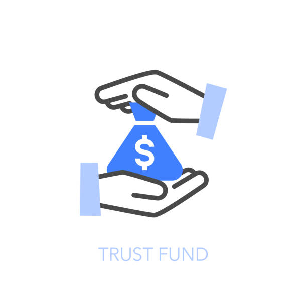 Trust fund symbol with two hands and bag of money Trust fund symbol with two hands and bag of money. Easy to use for your website or presentation. death sentence stock illustrations