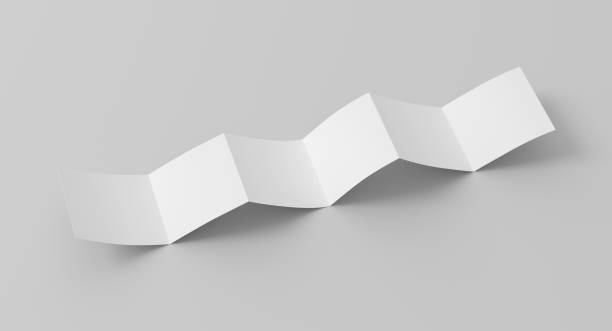 istock Square page zigzag or accordion fold brochure. Six panels, twelve pages blank leaflet. Mock up on white background for presentation design. Unfolded. 1330718311