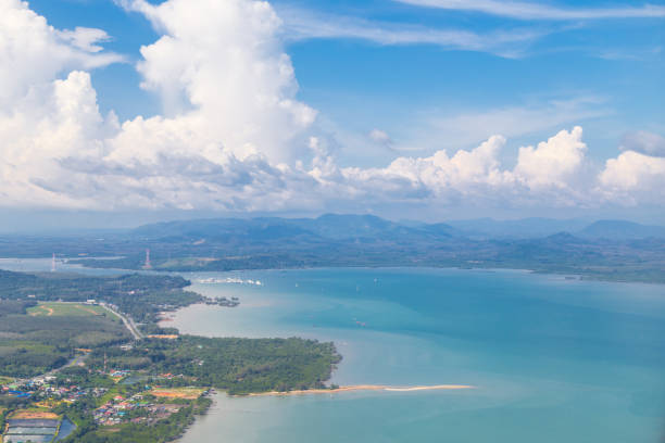 istock Top view of cloud with blue sky from airplane. 1330720485