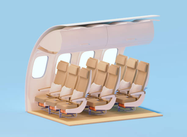 istock Airplane interior cross-section. Economy class cabin 1330722765
