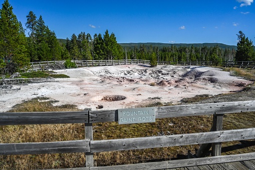 Yellowstone NP, WY, USA - August 7, 2020: The Fountain Paint Pot