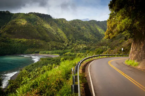 Beautiful Hana Road, Scenic Hana Highway on the east coast of Maui, Hawaii