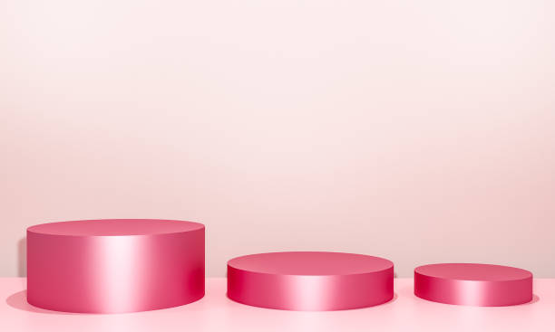istock Scene with pink color podium for mock up presentation in minimalism style with copy space, 3d render abstract background design 1330732385