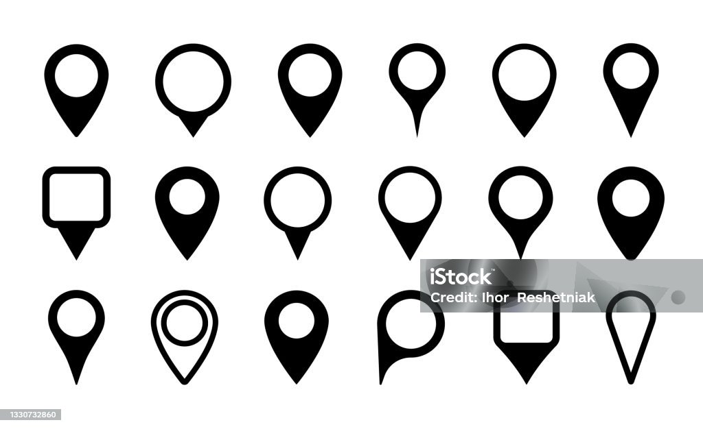 Rindende trussel ødemark Pin Icon For Map Location Point Marker For Gps Geo Position And Place Tag  Or Symbol Of Destination In Travel And Road Set Of Black Map Pointer On  White Background Sign Of