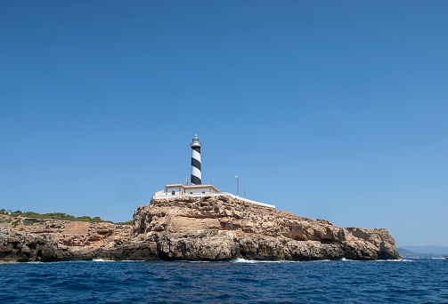 The Cala Figuera Lighthouse near Son Ferrer in western Mallorca, Spain
