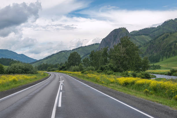 istock road asphalt mountains river flowers summer 1330735582