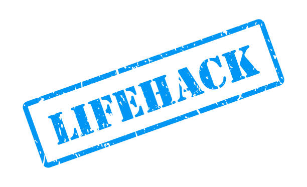 Lifehack rubber ink stamp Blue lifehack ink stamp isolated on white background lifehack stock illustrations