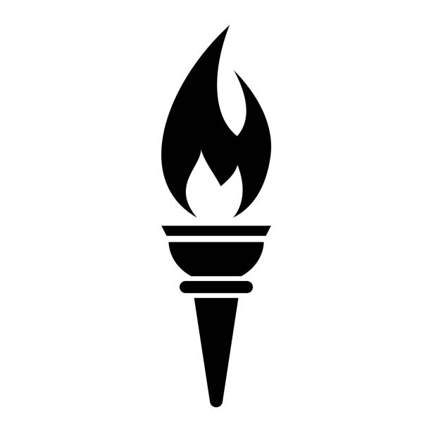 토치 화재 벡터 아이콘 - flaming torch stock illustrations
