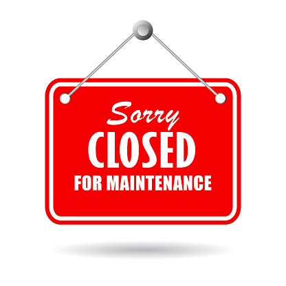 Closed for maintenance vector sign isolated on white background