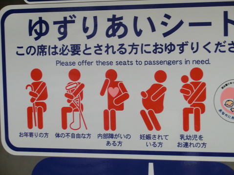 It is a pictogram in a public institution.Elderly. Those who are physically handicapped. Those with internal disabilities. People who are pregnant. People with infants.Priority seating.