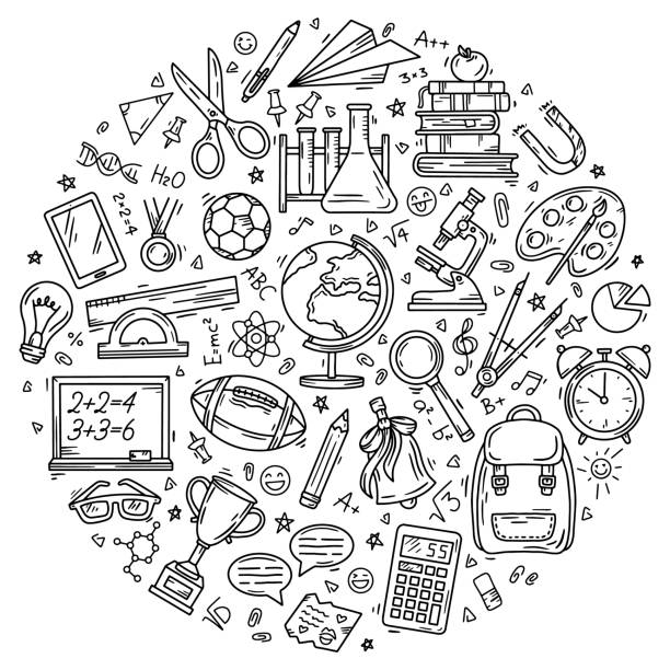 istock Back to school education set of doodle icons 1330758709