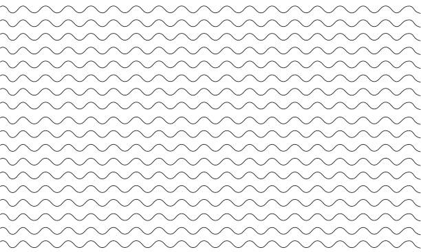 波線。シームレスなパターン。海の波と白い背景に黒の抽象的なパターン。設計のための簡単なフラット要素。壁紙のためのアートテクスチャ。ベクターの図。 - subtle点のイラスト素材／クリップアート素材／マンガ素材／アイコン素材